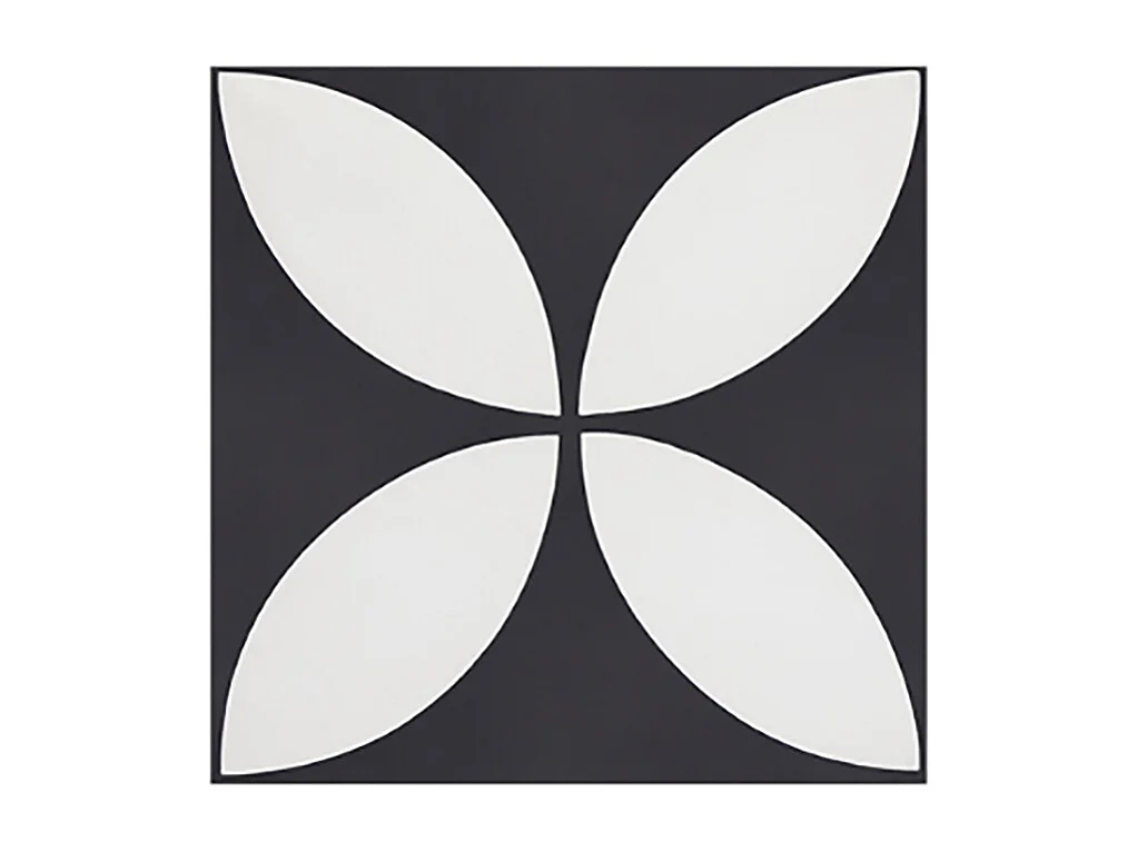 Boite de 24 Carreaux de ciment véritable 0,96m2 / Carreaux de ciment artisanaux pour sol et mur coloris noir/blanc - l.20 x L.20cm