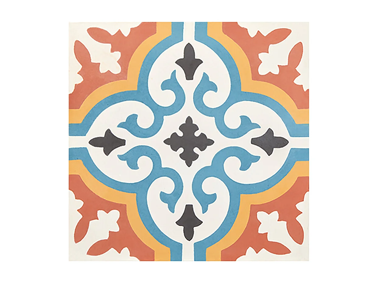 Boite de 24 Carreaux de ciment hydraulique 0,96m2/ Carreaux de ciment artisanaux pour sol et mur coloris Orange - l.20 x L.20 cm