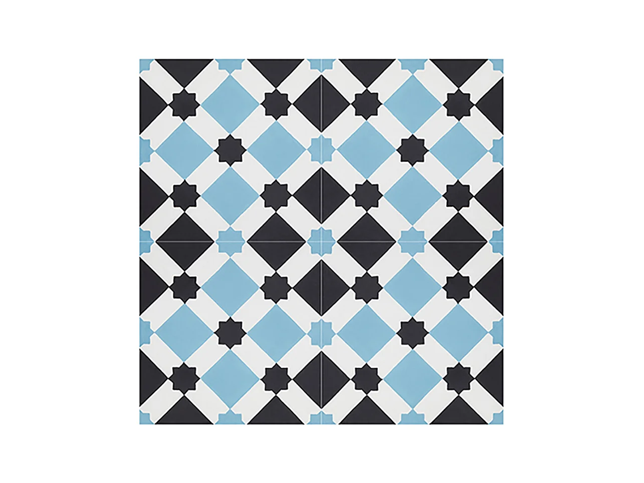 Boite de 24 Carreaux de ciment hydraulique 0,96m2 / Carreaux de ciment artisanaux pour sol et mur coloris bleu - l.20 x L.20 cm