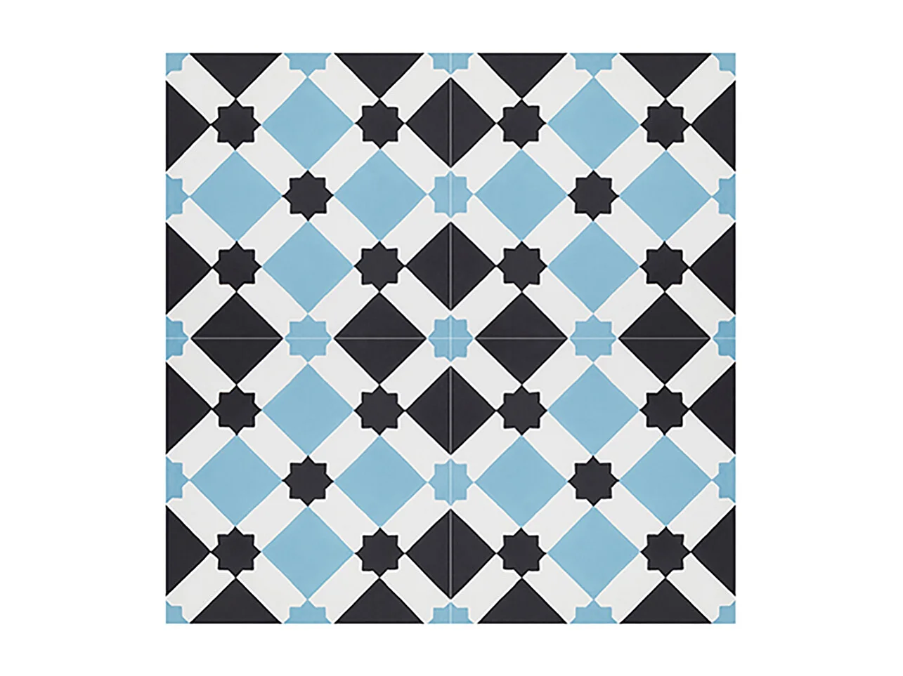 Boite de 24 Carreaux de ciment hydraulique 0,96m2 / Carreaux de ciment artisanaux pour sol et mur coloris bleu - l.20 x L.20 cm