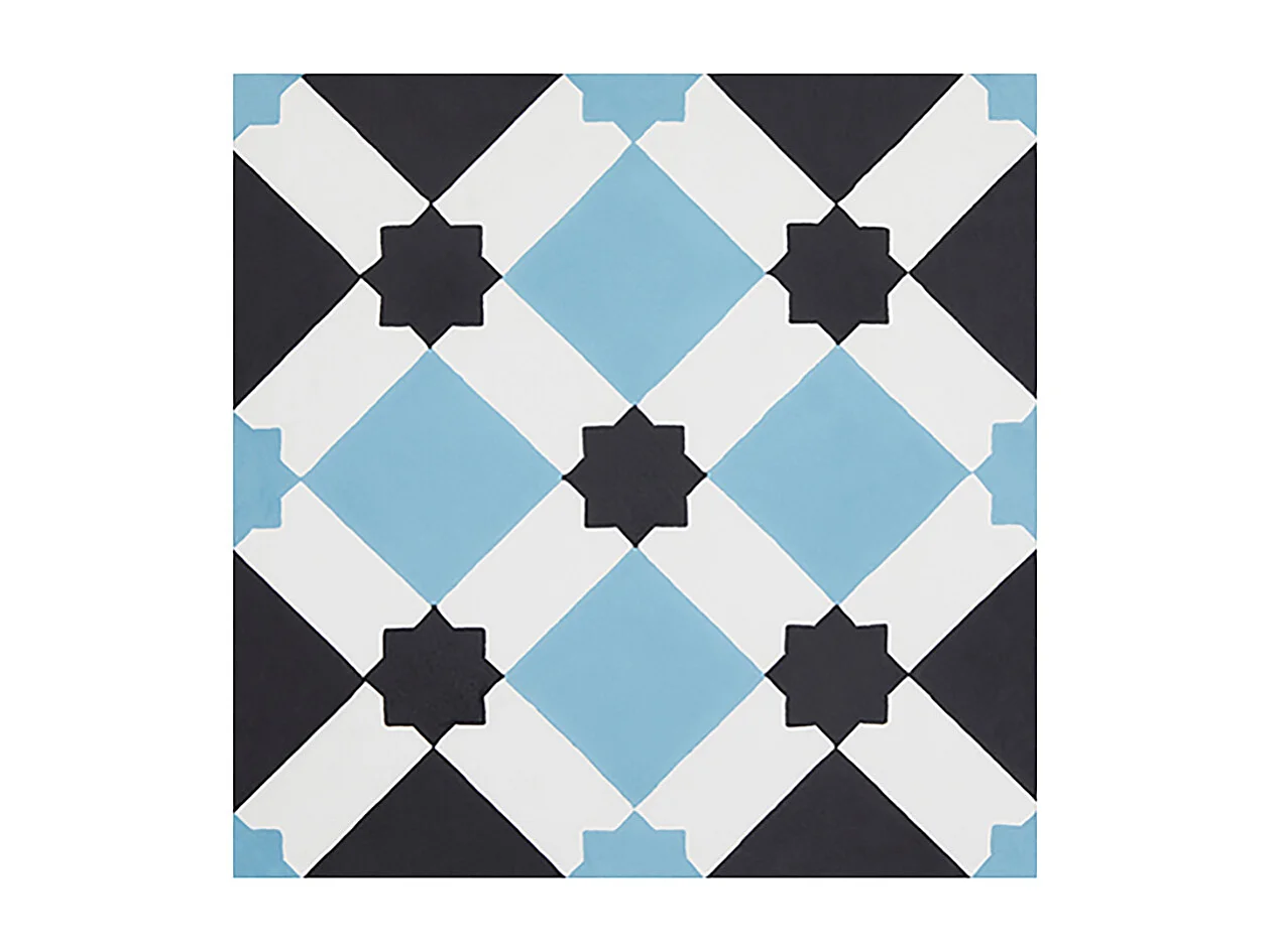 Boite de 24 Carreaux de ciment hydraulique 0,96m2 / Carreaux de ciment artisanaux pour sol et mur coloris bleu - l.20 x L.20 cm