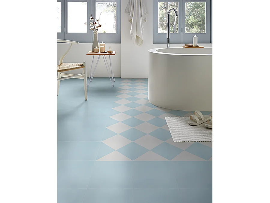 Boite de 24 Carreaux de ciment véritable 0,96m2 / Carreaux de ciment artisanaux pour sol et mur coloris Bleu - l.20 x L.20cm