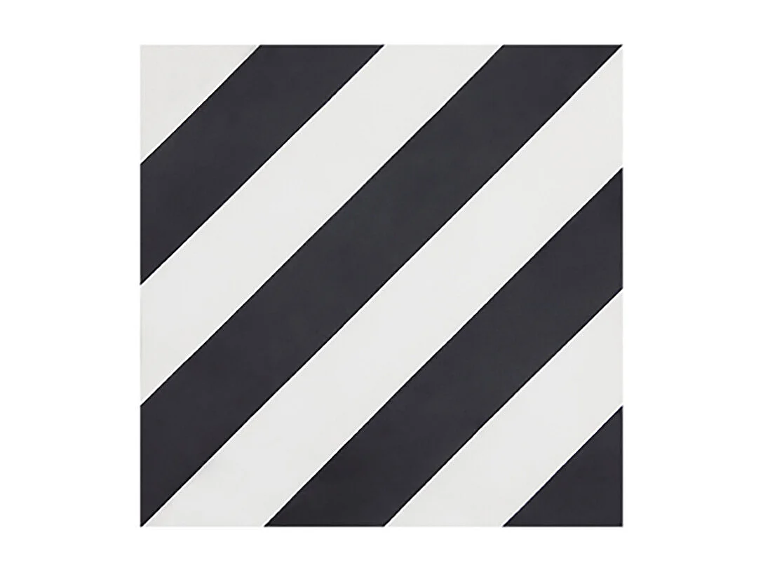 Boite de 24 Carreaux de ciment véritable 0,96m2 / Carreaux de ciment artisanaux coloris noir/blanc pour sol et mur - l.20 x L.20 cm