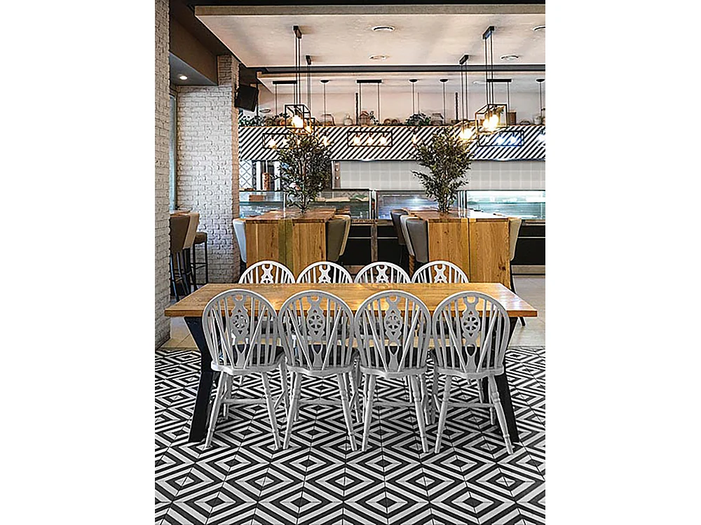 Boite de 24 Carreaux de ciment véritable 0,96m2 / Carreaux de ciment artisanaux coloris noir/blanc pour sol et mur - l.20 x L.20 cm