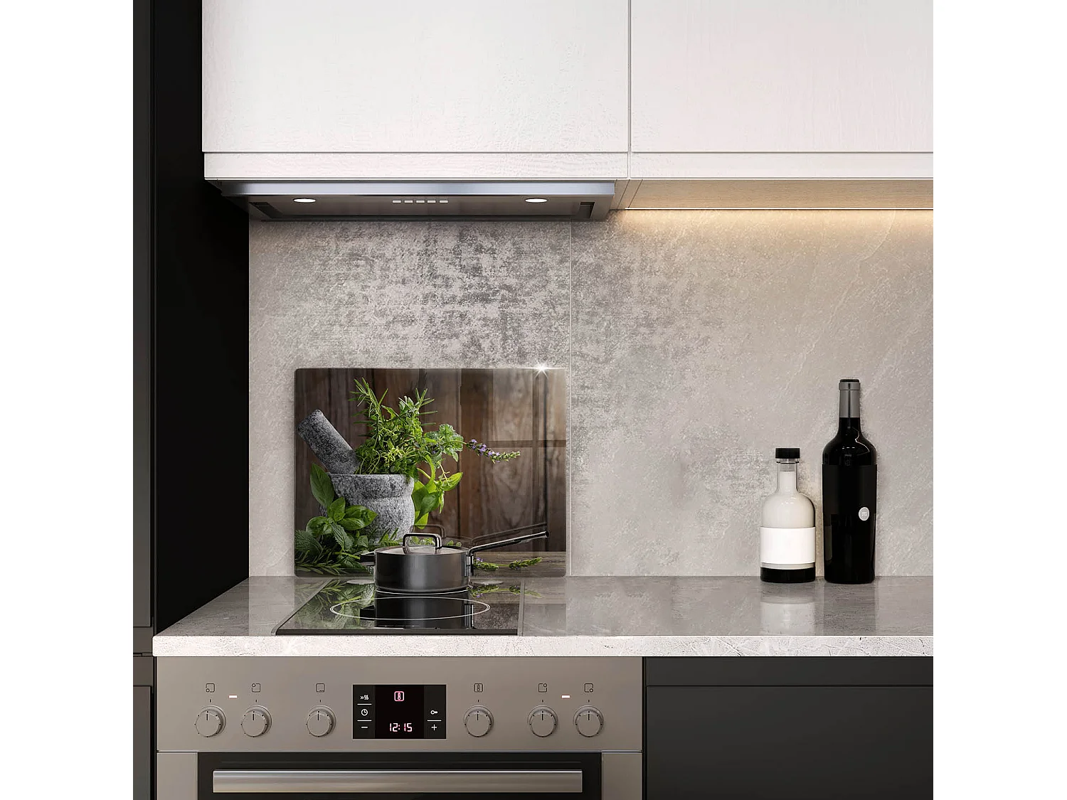 Tablero de cocina rectangular de cristal, 52x40 cm Plantas, hierbas y madera