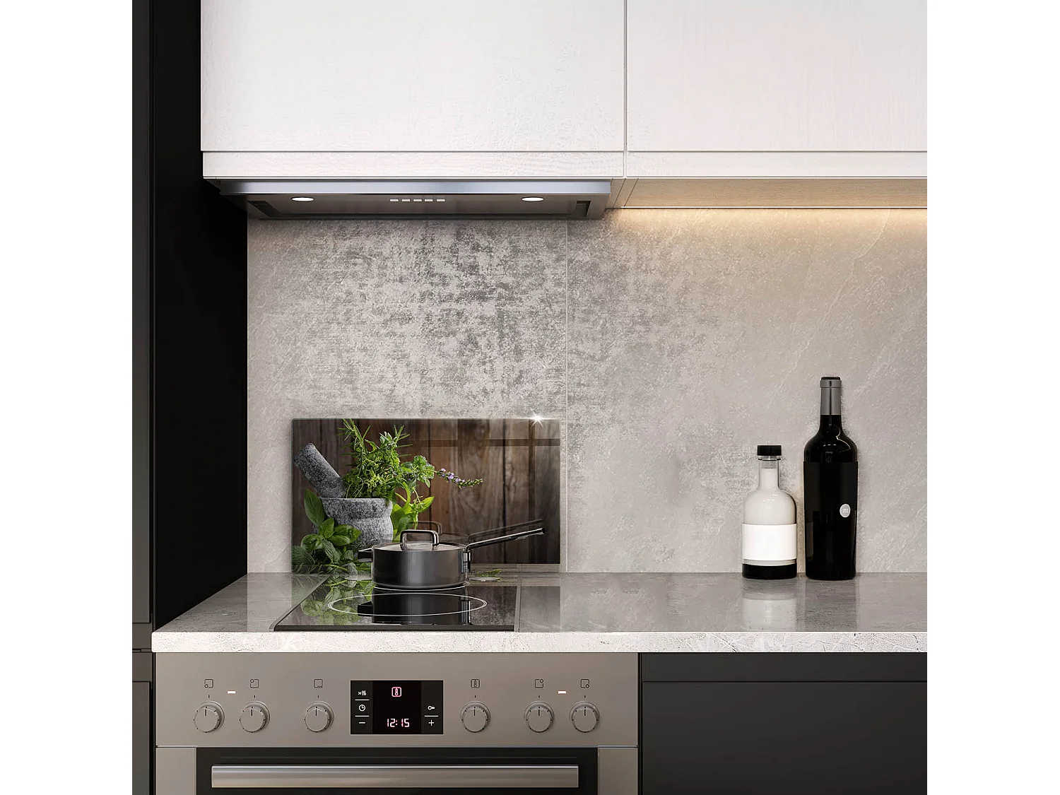 Planche de cuisine rectangulaire en verre, 52x30 cm Plantes, herbes et bois