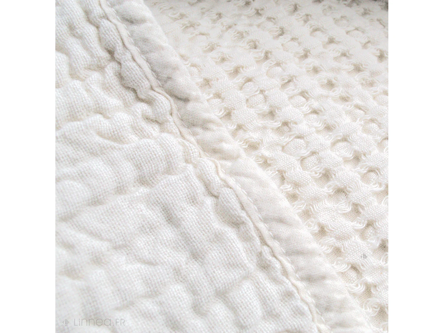 Dessus de lit réversible 230x250 cm JAIPUR en coton blanc