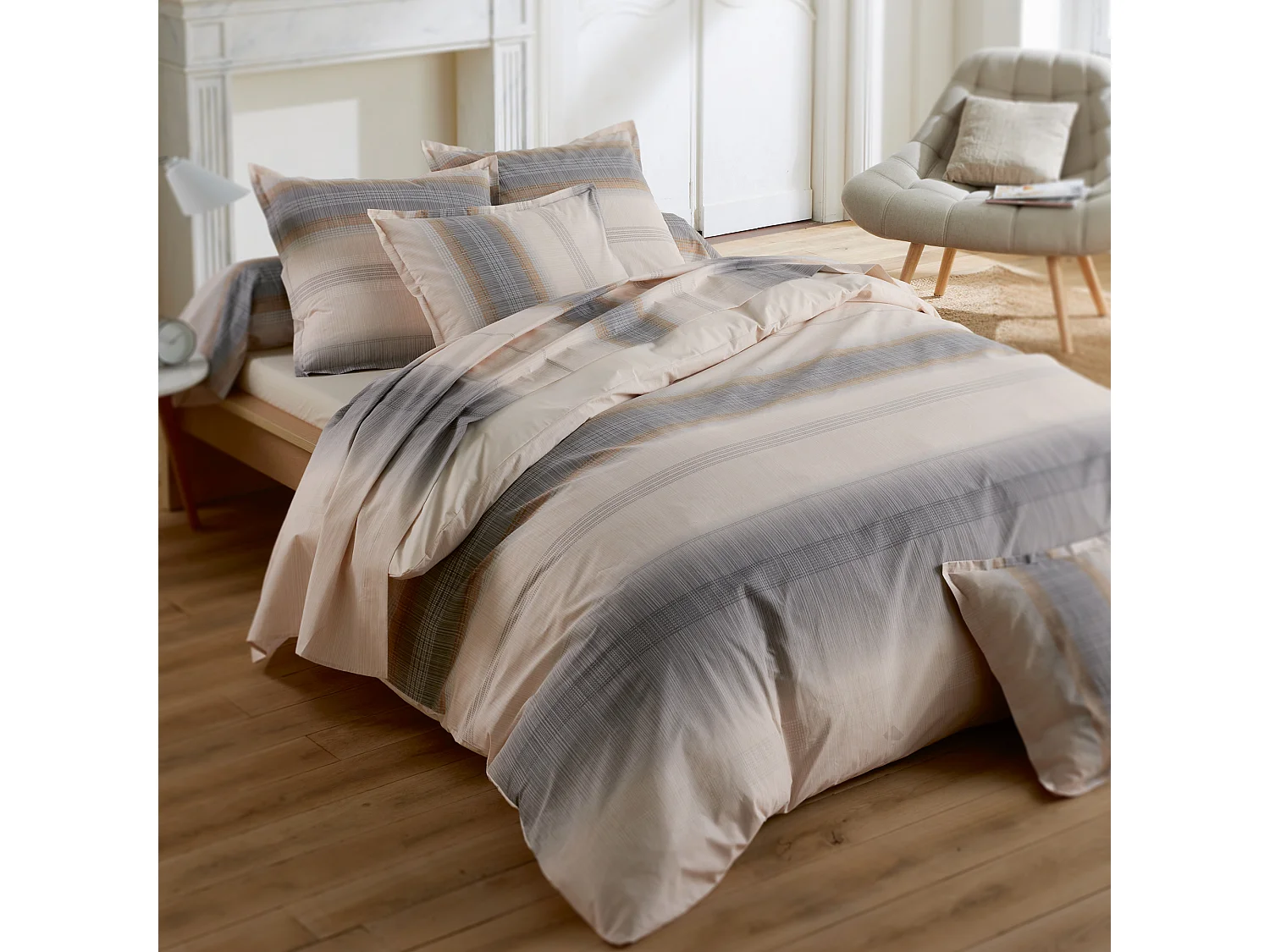 Housse de couette 140x200 cm percale coton ESTEBAN Beige