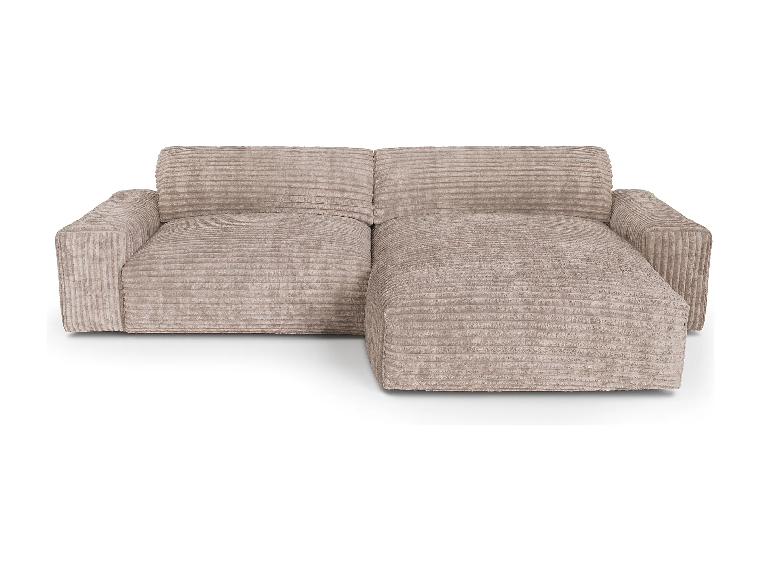 Canapé angle droit 4 places BLISS en velours côtelé xxl taupe