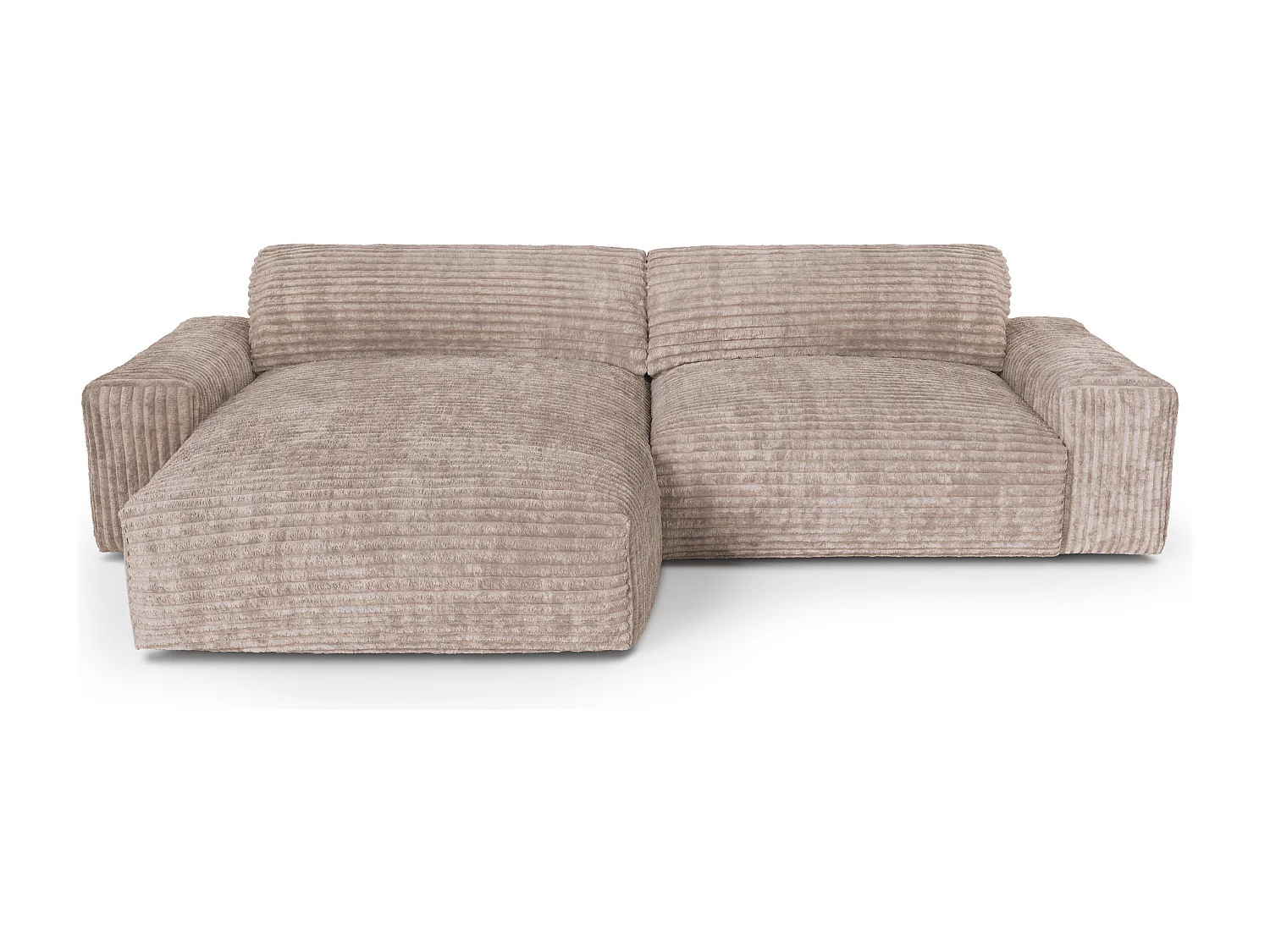 Canapé angle gauche 4 places BLISS en velours côtelé xxl taupe