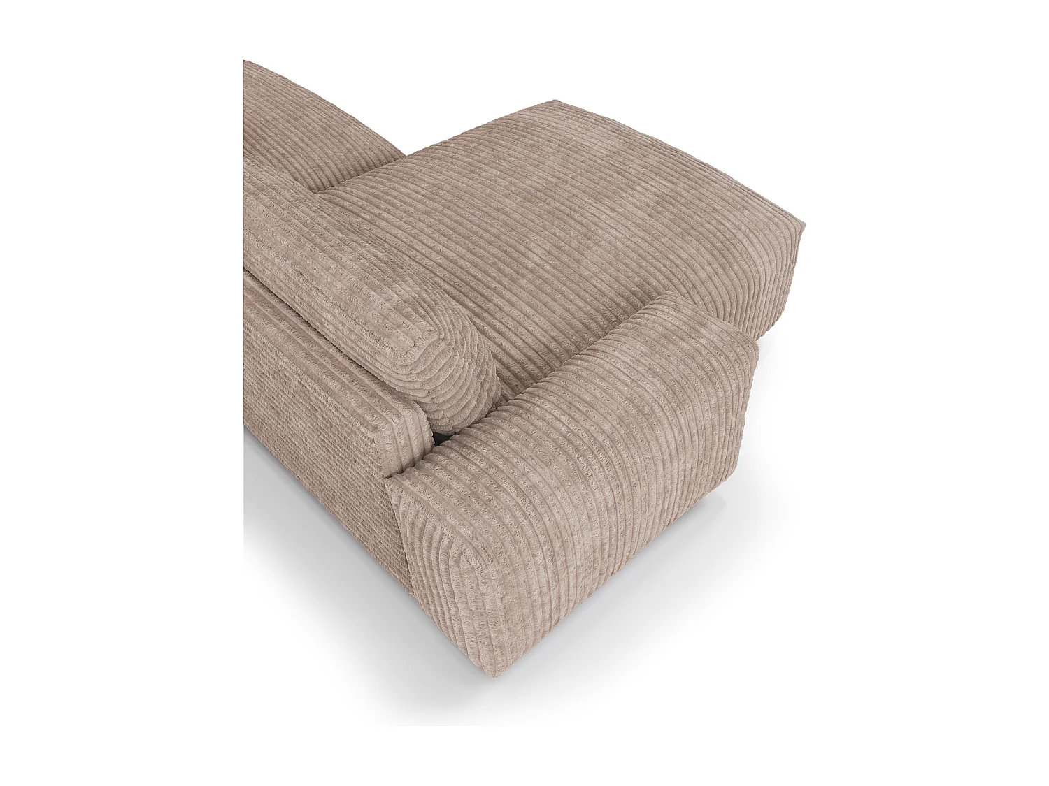 Canapé angle gauche 4 places BLISS en velours côtelé xxl taupe