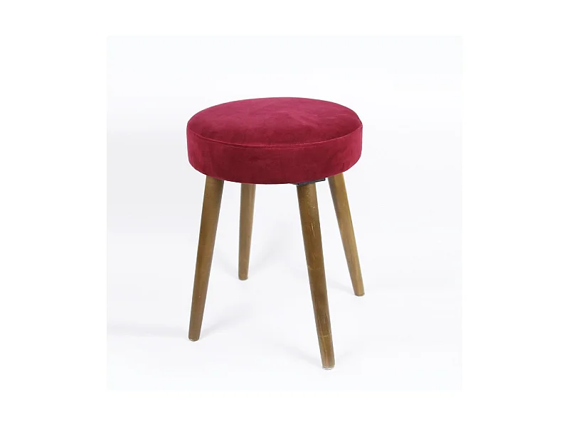 Tabouret velours rouge 49x36x36cm