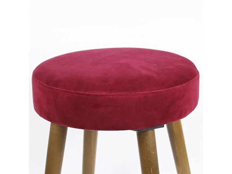 Tabouret velours rouge 49x36x36cm