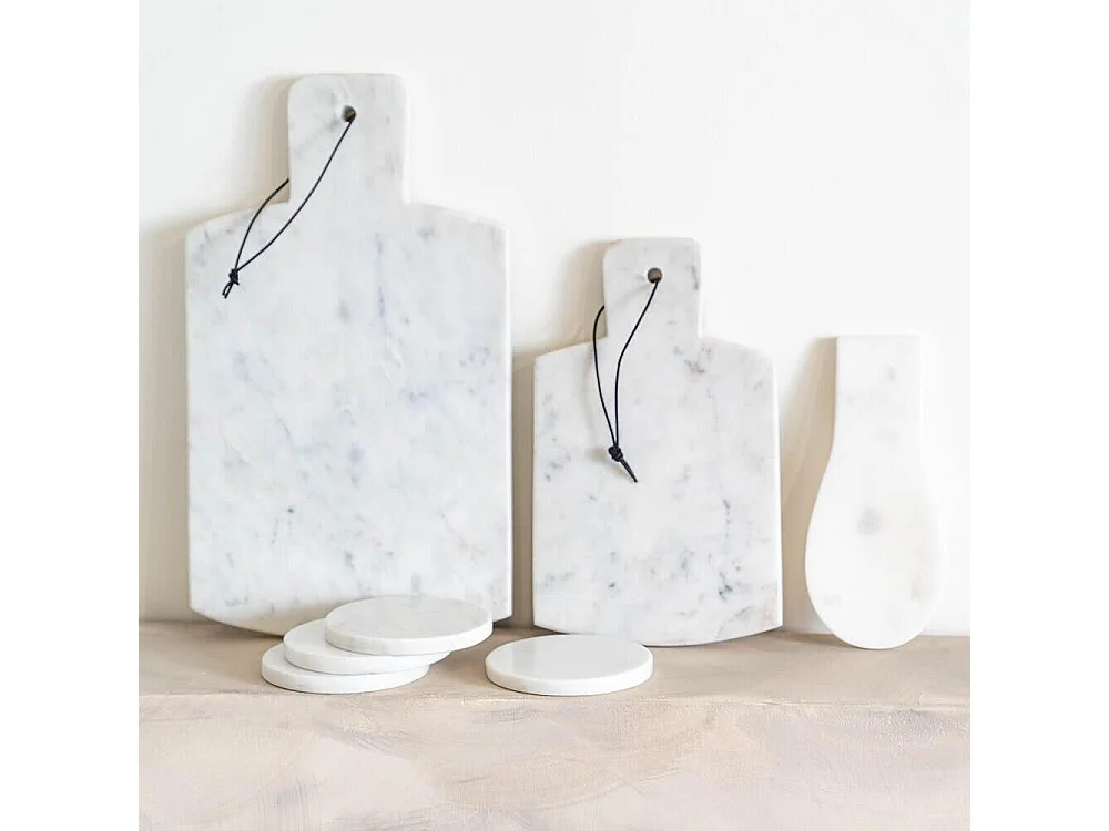 Coffret de 4 dessous de verre Marbre blanc 10 cm