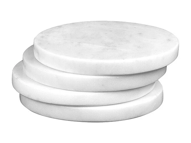 Coffret de 4 dessous de verre Marbre blanc 10 cm