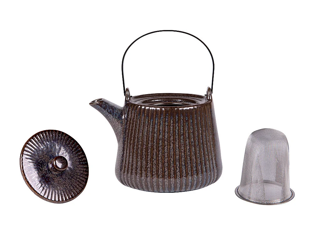 Théière avec filtre Tiao noir-marron 1L