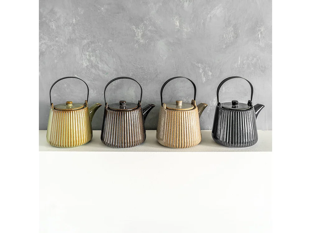 Théière avec filtre Tiao noir-marron 1L