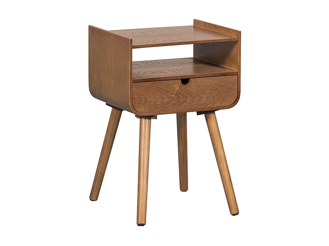 Nils - Table de chevet 1 tiroir 1 niche en bois - Bois foncé