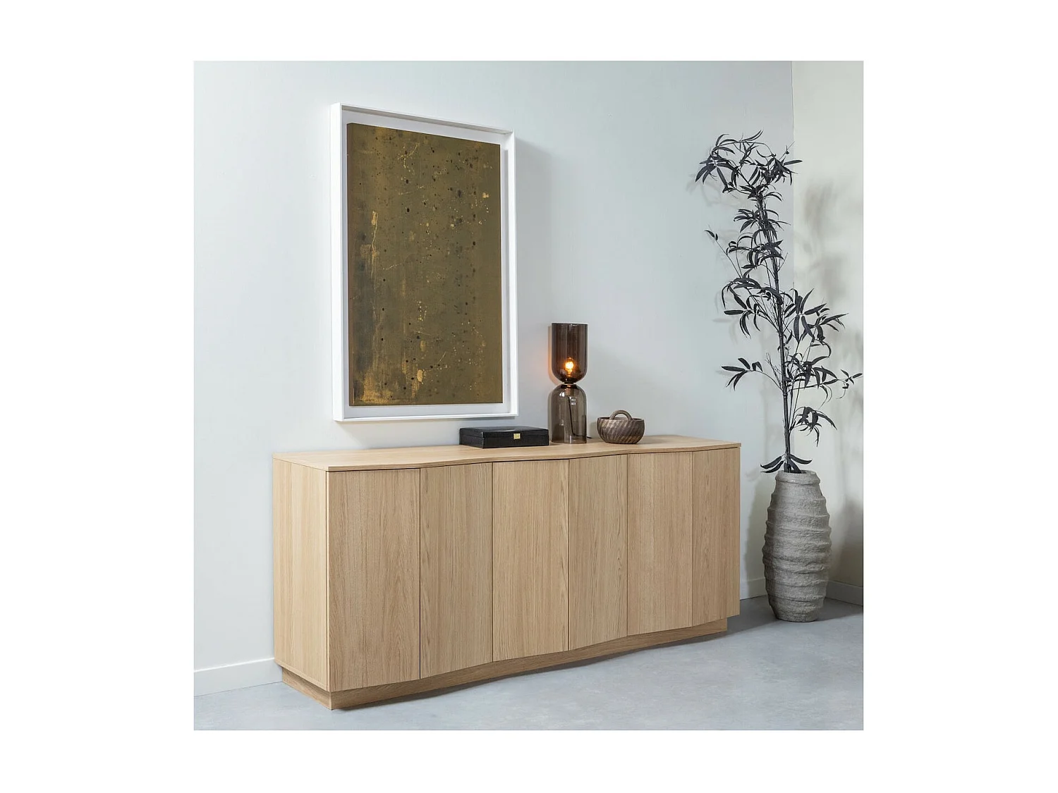 ZUMA - Buffet en bois plaqué chêne naturel L200