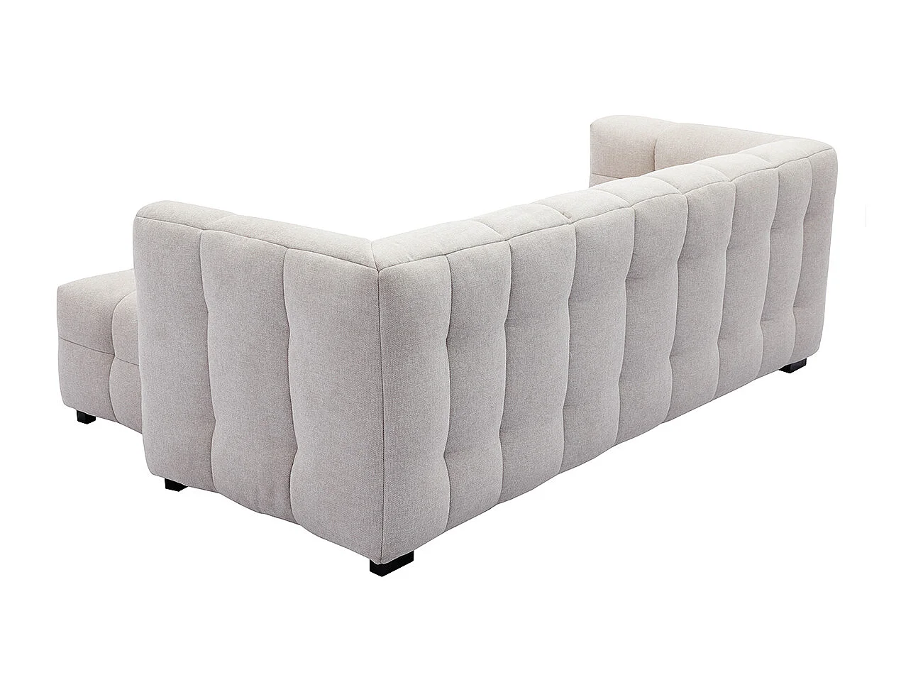 Canapé design 3 places et repose-pieds en tissu effet velours texturé beige CORTO