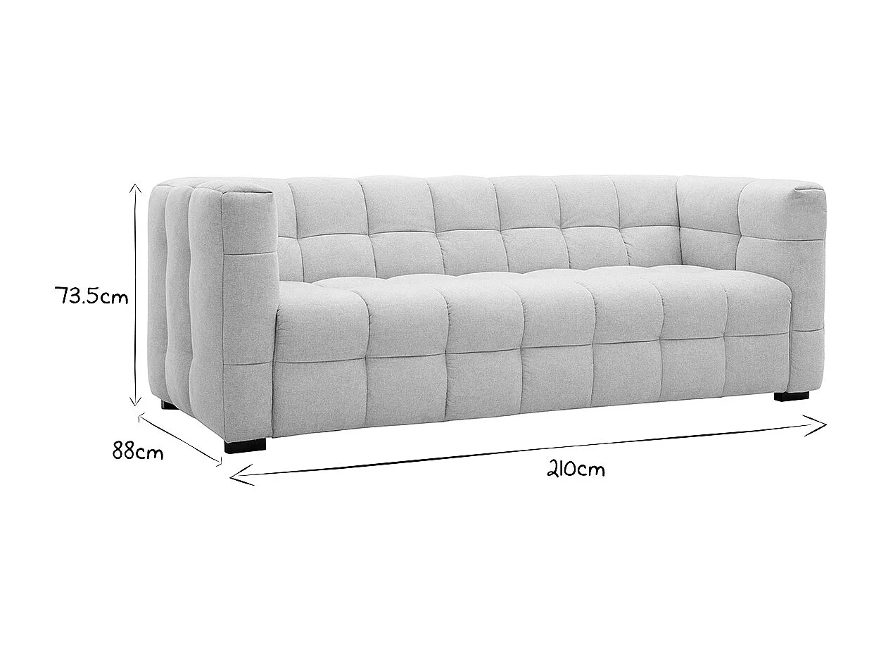 Canapé design 3 places et repose-pieds en tissu effet velours texturé beige CORTO