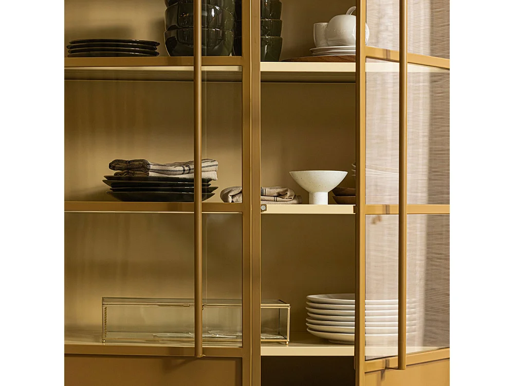 Exhibit XL - Vitrine 2 portes en métal H200cm - Jaune moutarde