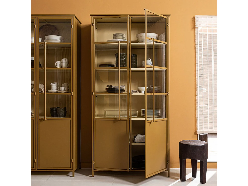 Exhibit XL - Vitrine 2 portes en métal H200cm - Jaune moutarde