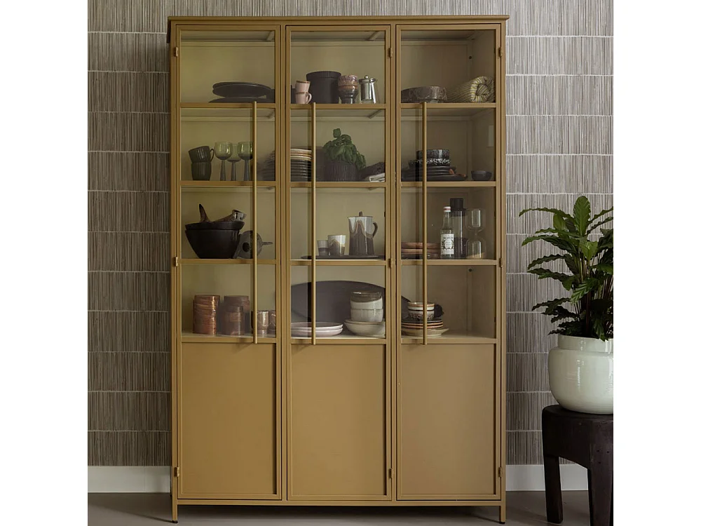 Exhibit XL - Vitrine 3 portes en métal H200cm - Jaune moutarde