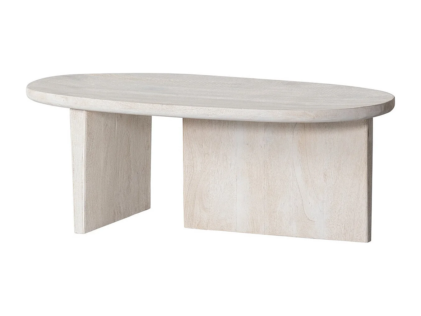 SEAM - Table basse ovale en bois de manguier blanchi