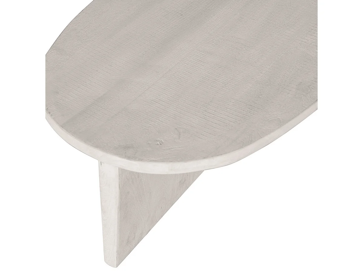 SEAM - Table basse ovale en bois de manguier blanchi
