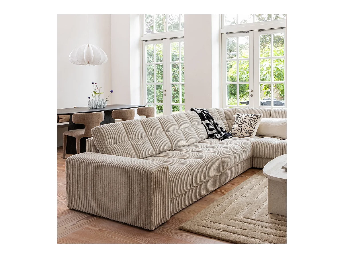 SEAM - Table basse ovale en bois de manguier blanchi