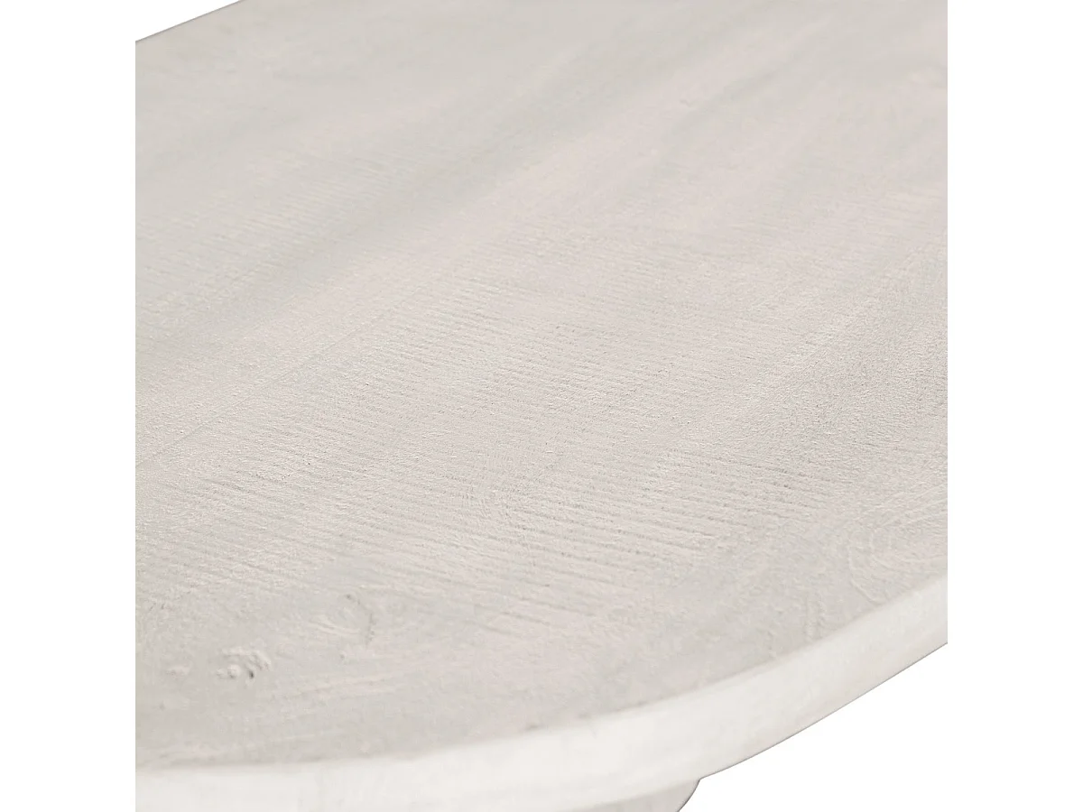 SEAM - Table basse ovale en bois de manguier blanchi