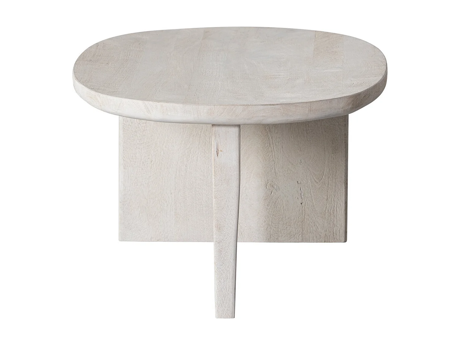 SEAM - Table basse ovale en bois de manguier blanchi