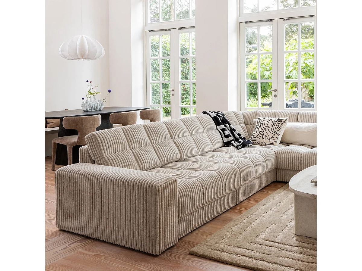 SEAM - Table basse ovale en bois de manguier blanchi