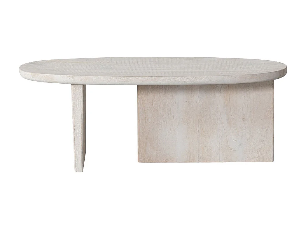 Seam - Table basse ovale en bois 110x60cm - Bois blanchi