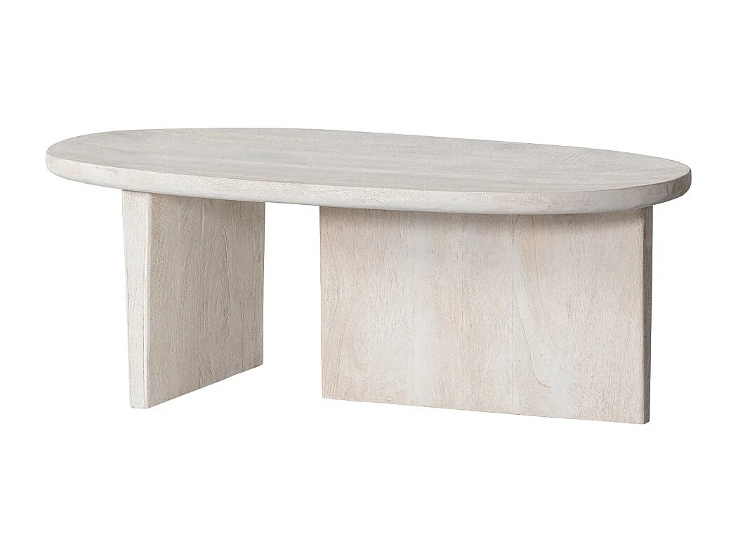 Seam - Table basse ovale en bois 110x60cm - Bois blanchi