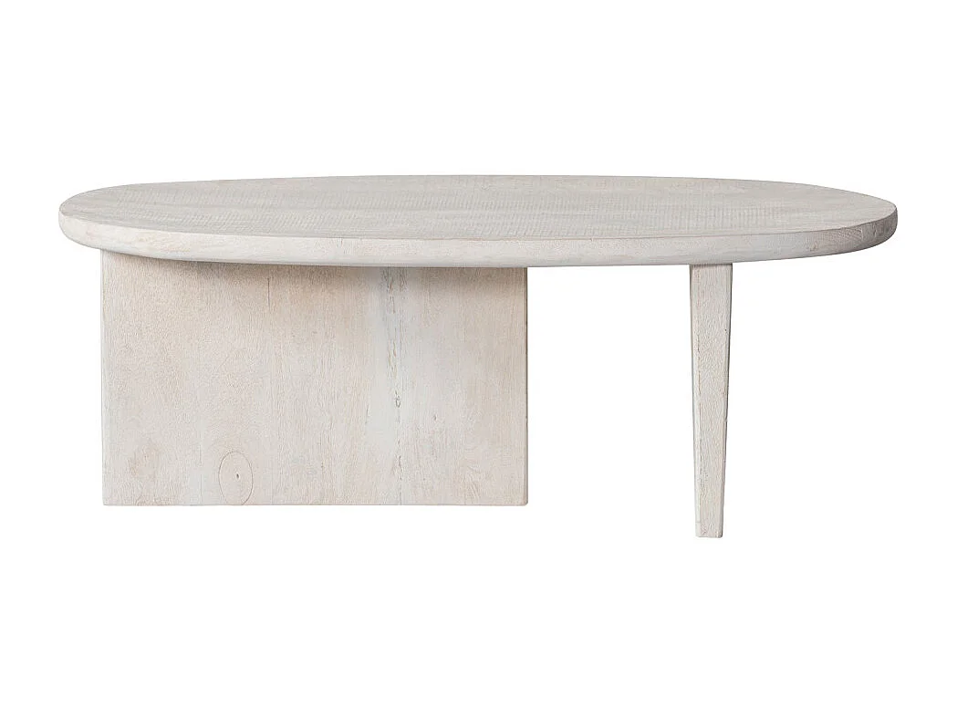 Seam - Table basse ovale en bois 110x60cm - Bois blanchi