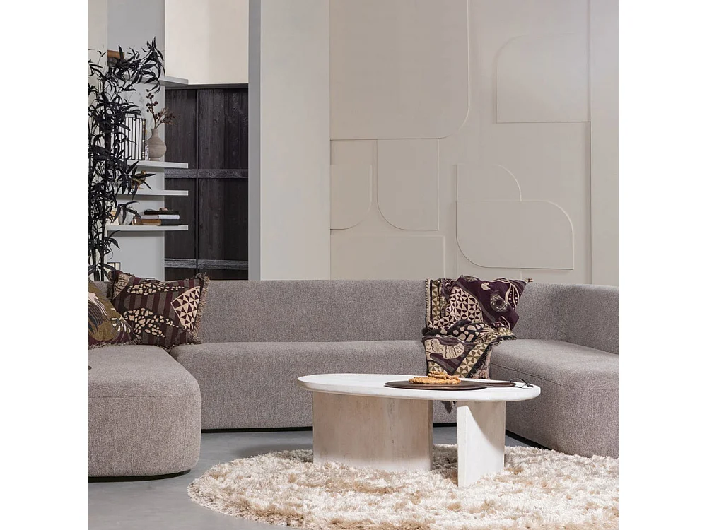 Seam - Table basse ovale en bois 110x60cm - Bois blanchi