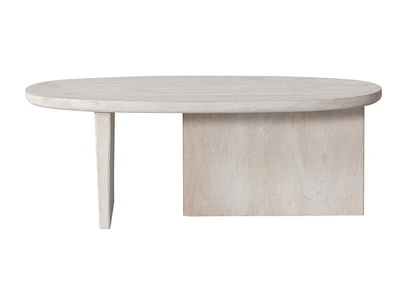 Seam - Table basse ovale en bois 110x60cm - Bois blanchi