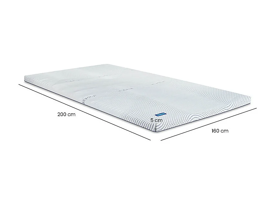 Surmatelas 160 x 200 cm mousse mémoire de forme et gel OXYGEL™ – HYPNOS
