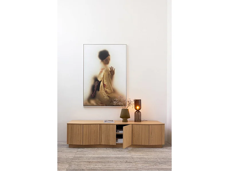 ZUMA - Meuble TV en bois et placage de chêne naturel élégant
