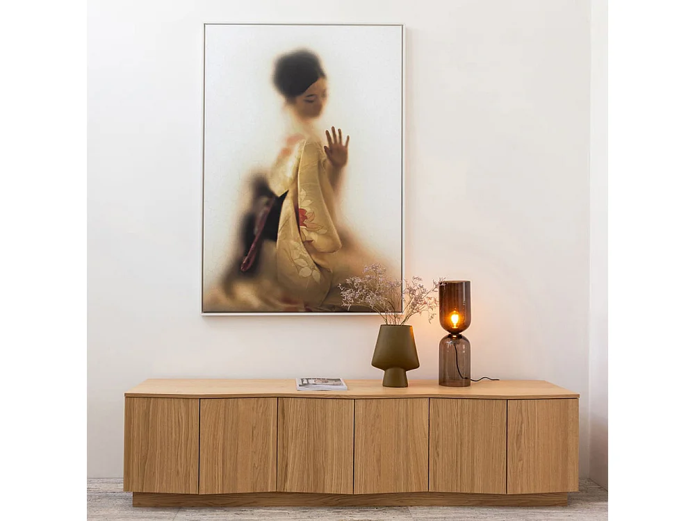 Zuma - Meuble TV 6 portes en bois L200cm - Bois clair