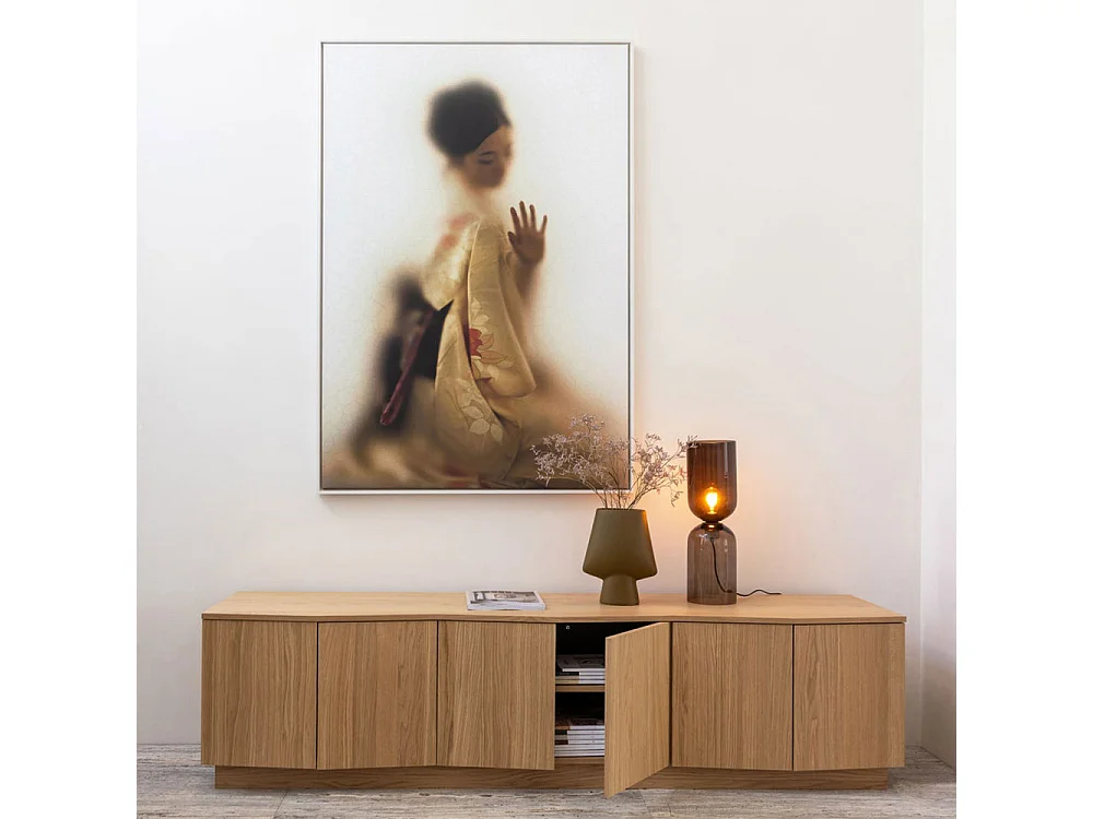 Zuma - Meuble TV 6 portes en bois L200cm - Bois clair