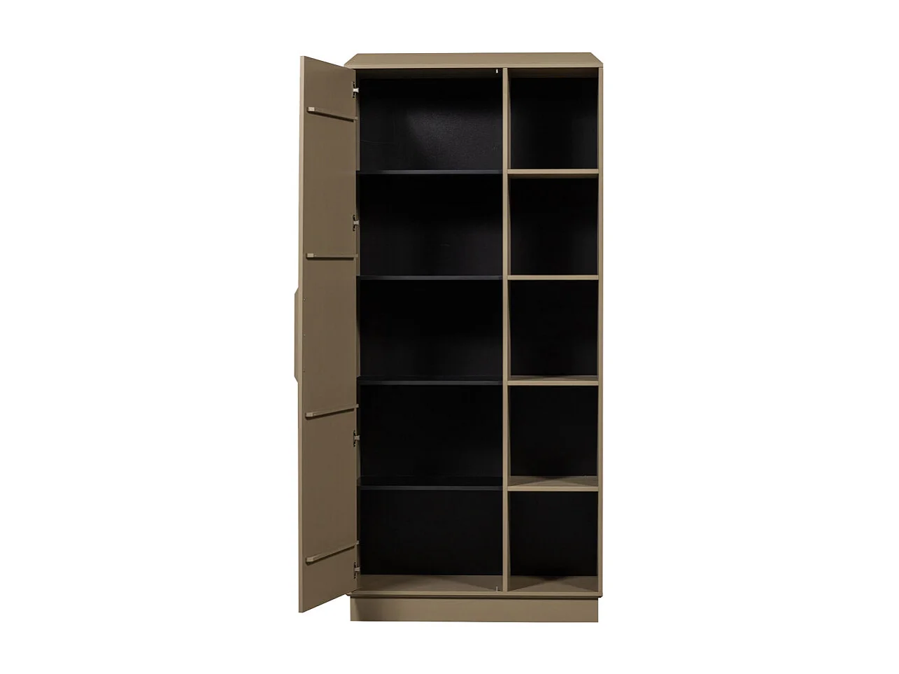 Lowen - Armoire 1 porte 5 niches en bois H221cm - Beige