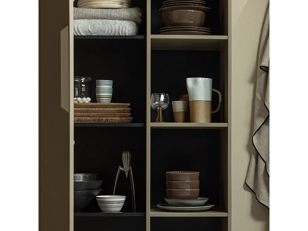 Lowen - Armoire 1 porte 5 niches en bois H221cm - Beige