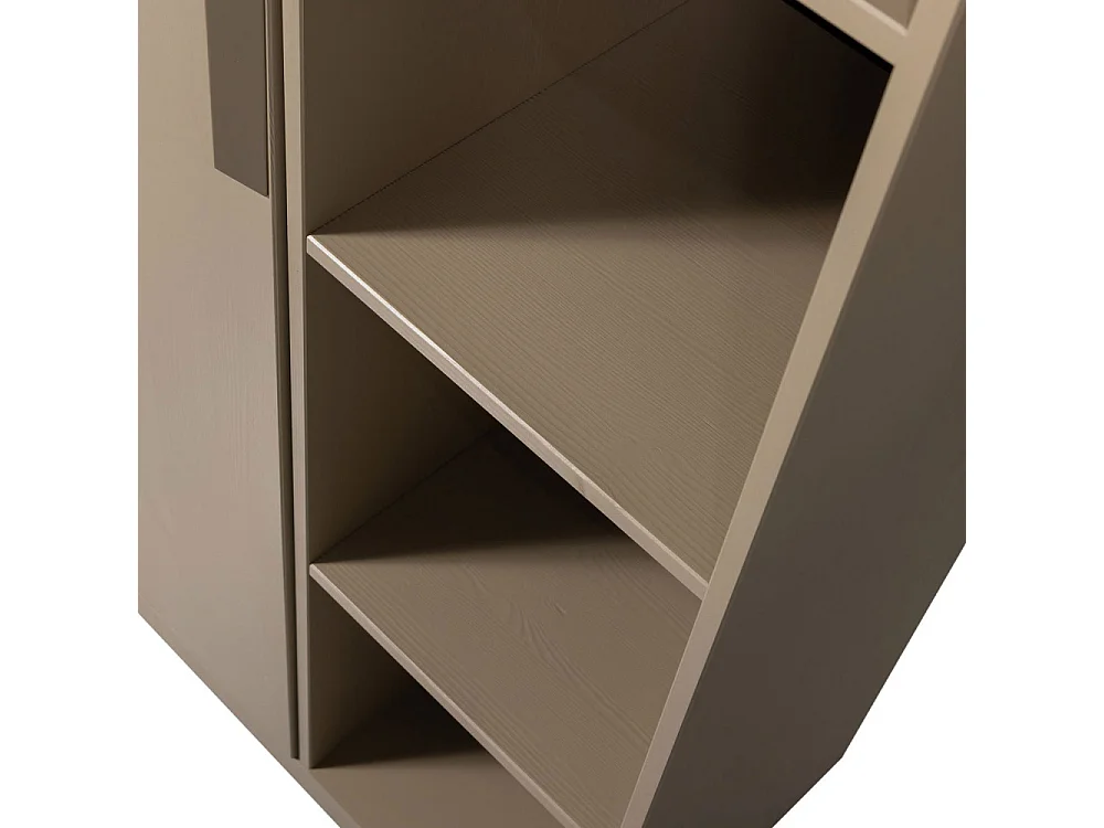 Lowen - Armoire 1 porte 5 niches en bois H221cm - Beige