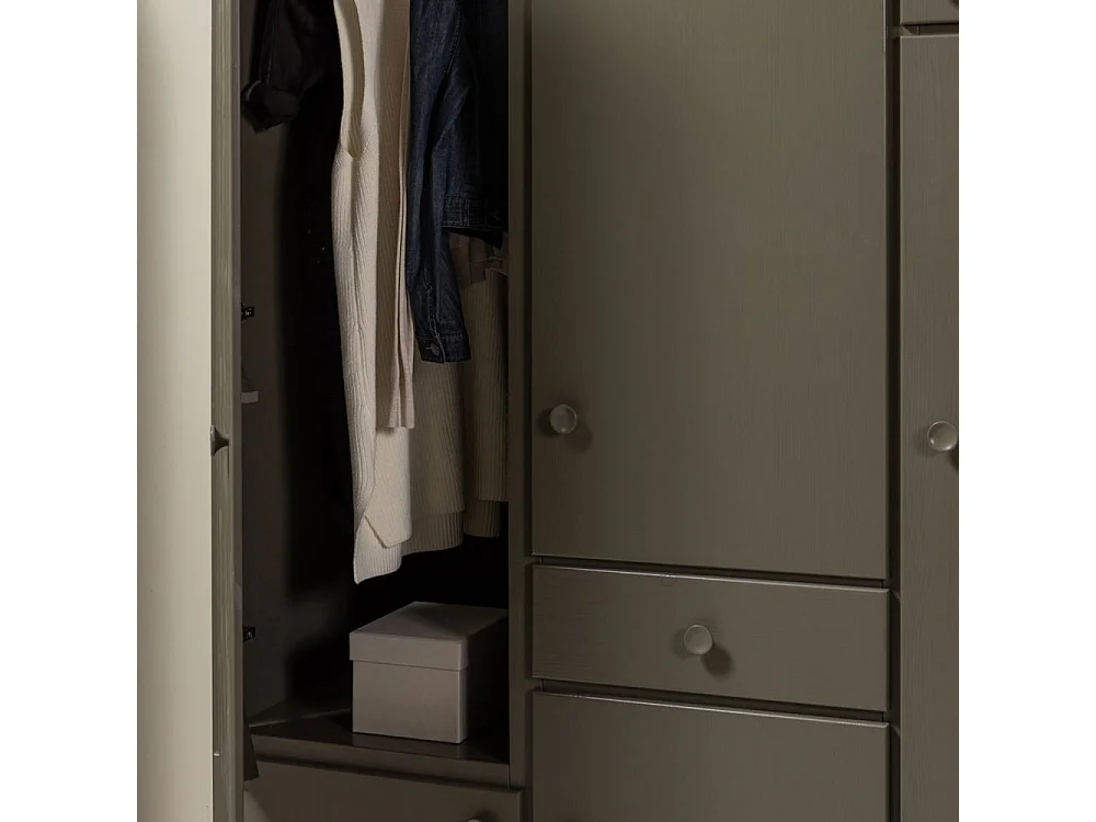 Alfie - Armoire 6 portes 1 tiroir en bois H210cm - Vert