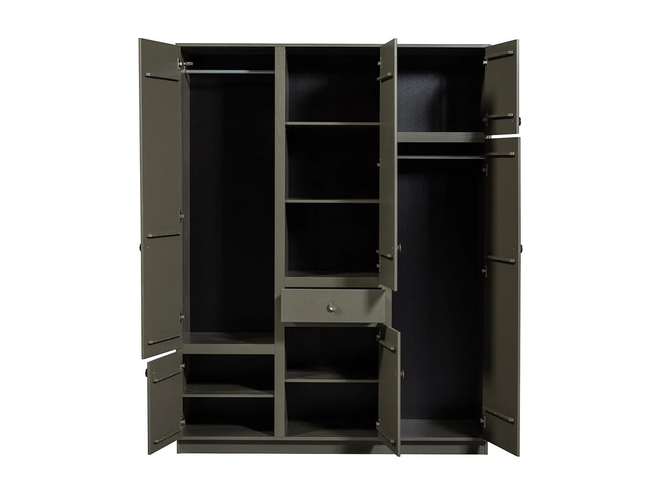 Alfie - Armoire 6 portes 1 tiroir en bois H210cm - Vert