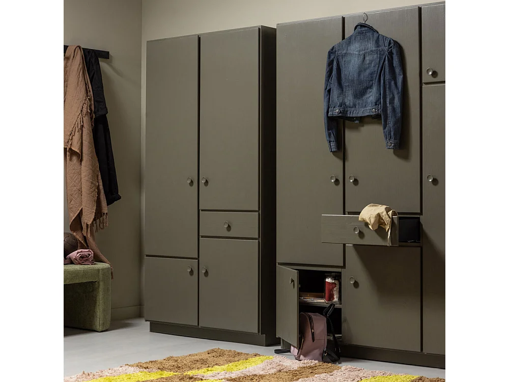 Alfie - Armoire 6 portes 1 tiroir en bois H210cm - Vert