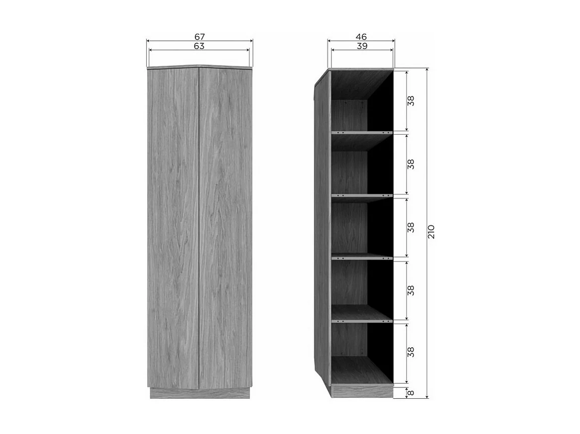 Zuma - Armoire 2 portes en bois H210cm - Bois clair